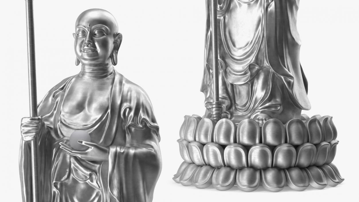 3D model Silver Dizang Buddha Sculpture