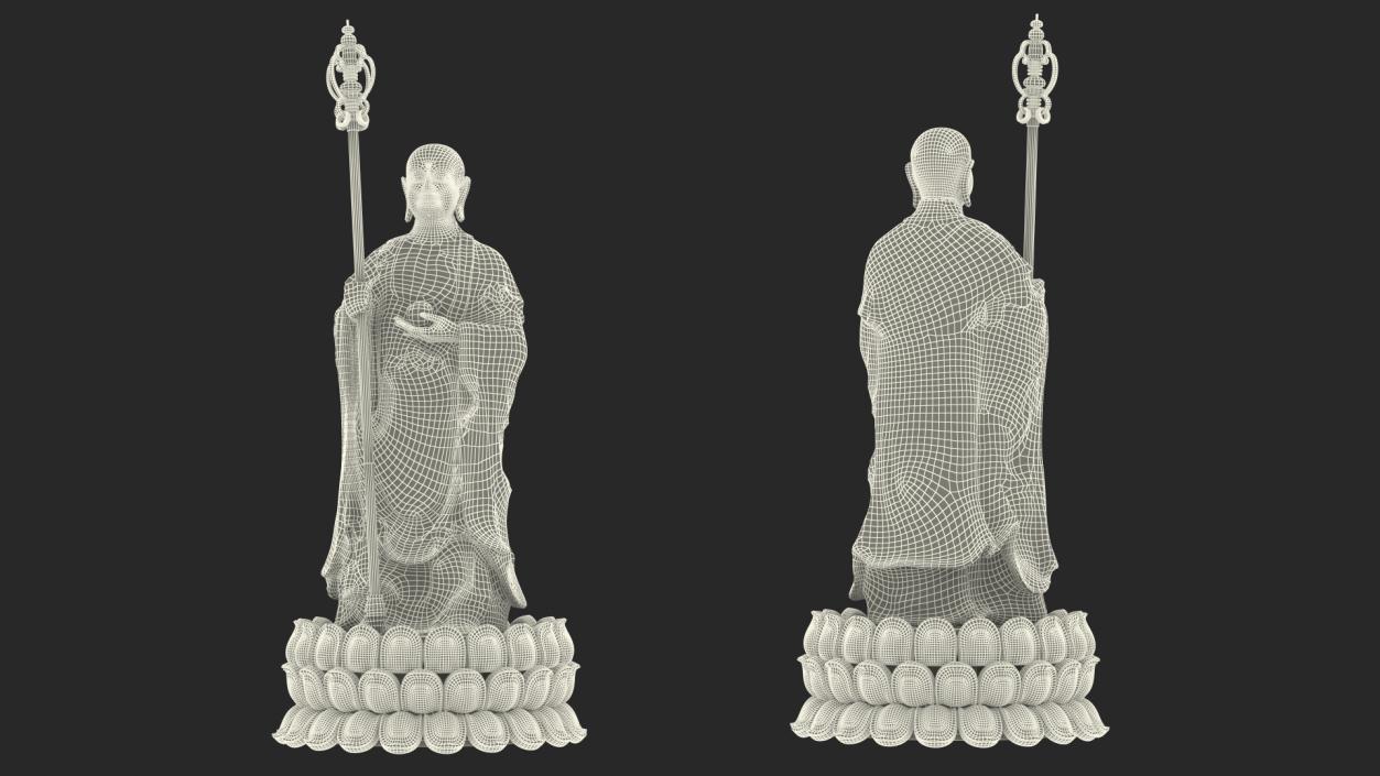 3D model Silver Dizang Buddha Sculpture