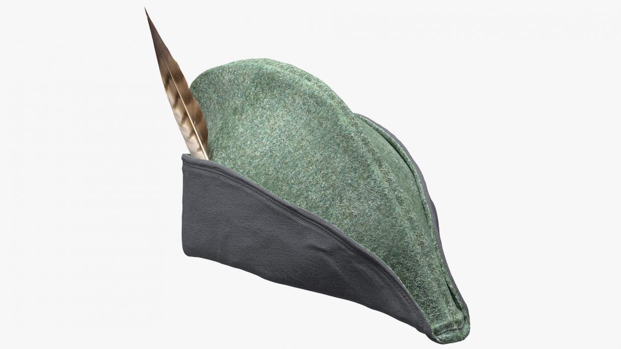 Robin Hood Cap with Feather Grey 3D