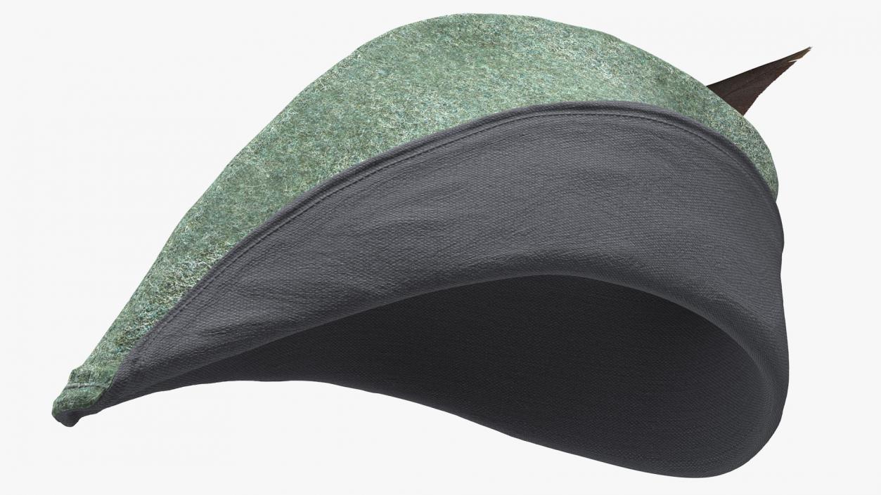 Robin Hood Cap with Feather Grey 3D