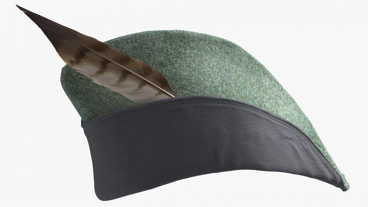 Robin Hood Cap with Feather Grey 3D