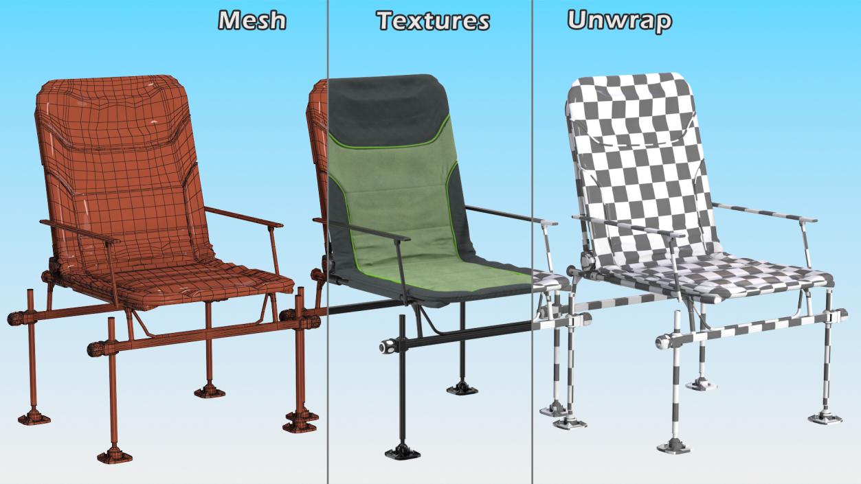 3D model Green Folding Angler Aluminum Chair