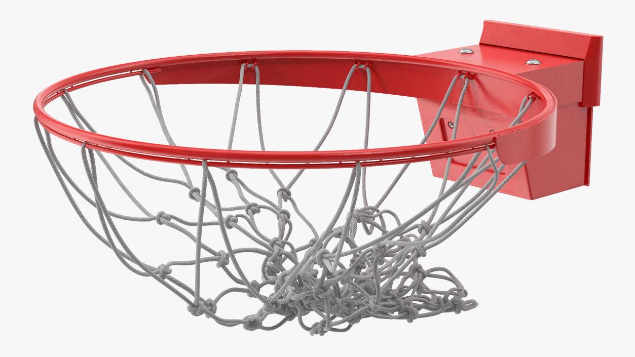 3D Animated Basketball Falls Through Hoop model