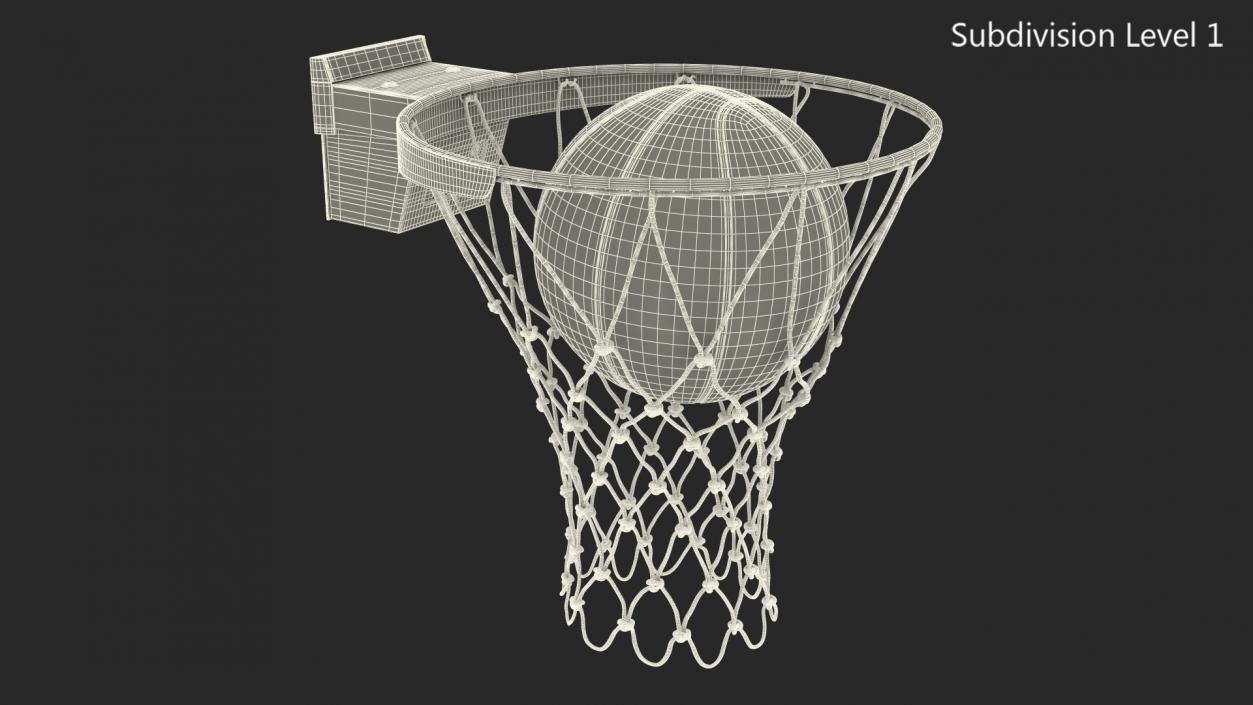 3D Animated Basketball Falls Through Hoop model