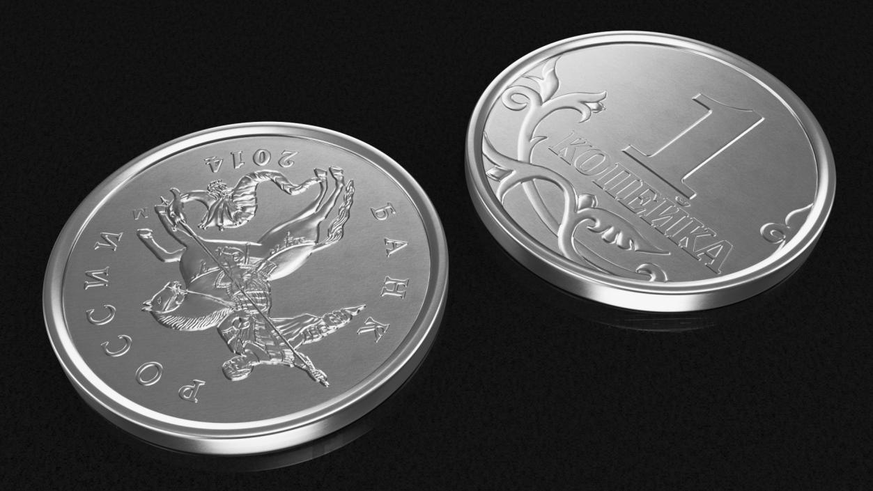 3D model Russian 1 Kopek Coin