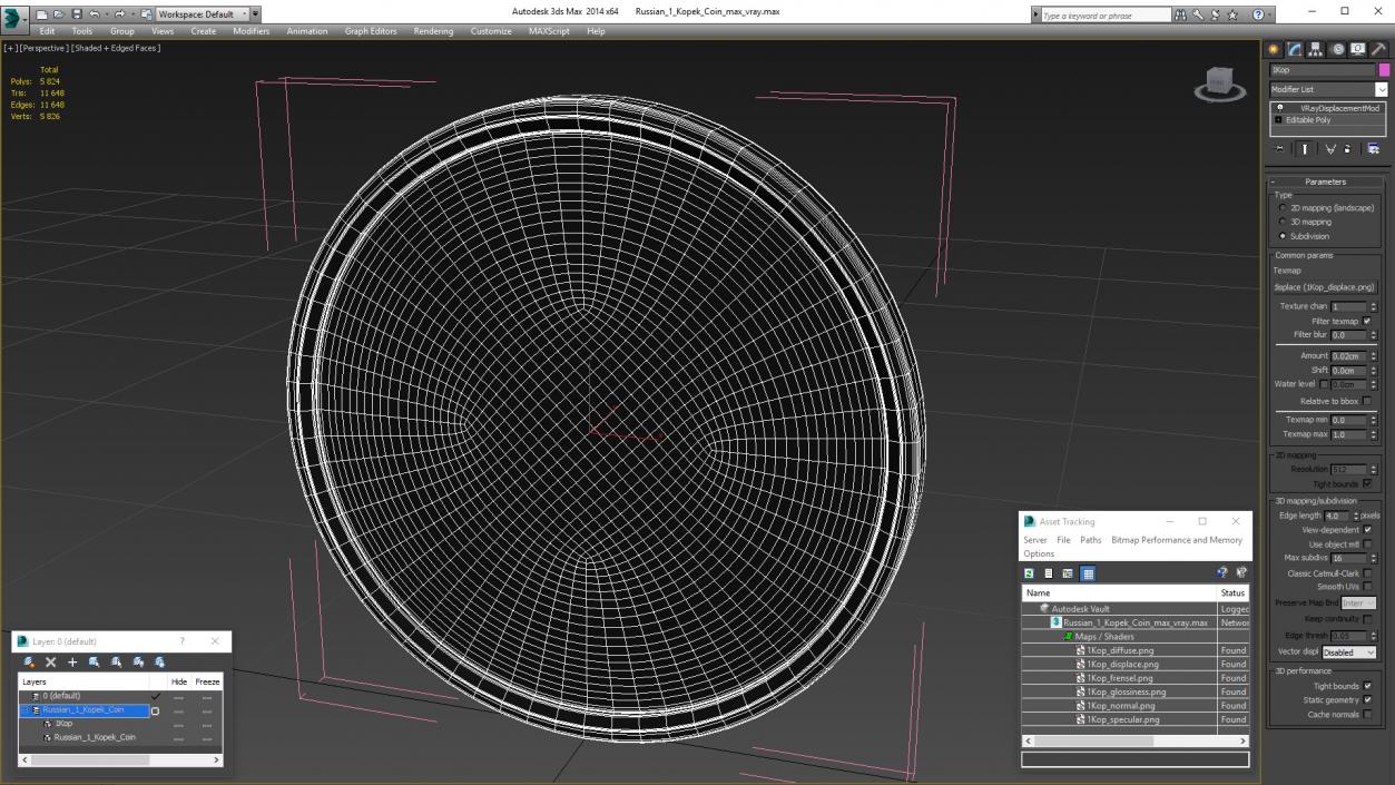 3D model Russian 1 Kopek Coin