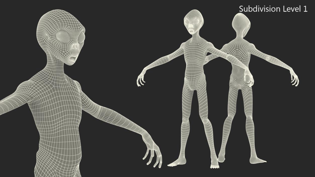 Humanoid Alien Creature Fur 3D