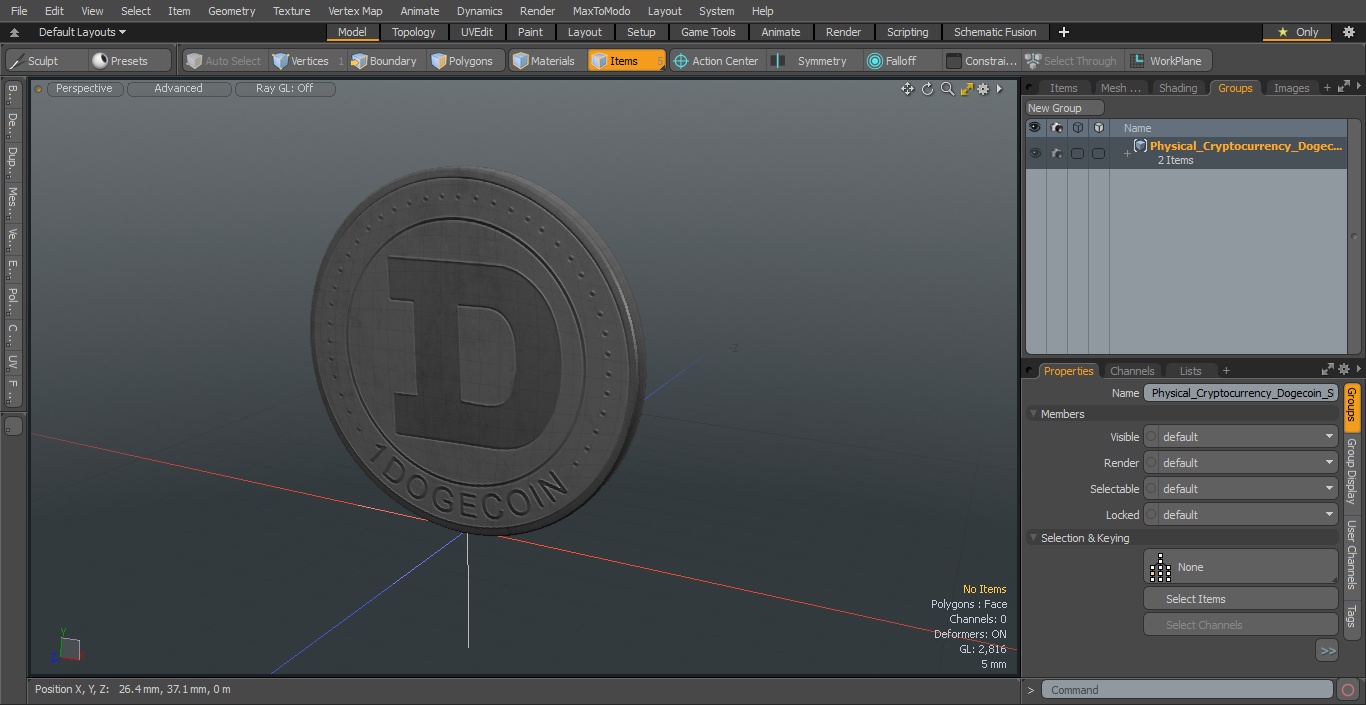 Physical Cryptocurrency Dogecoin Silver 3D model