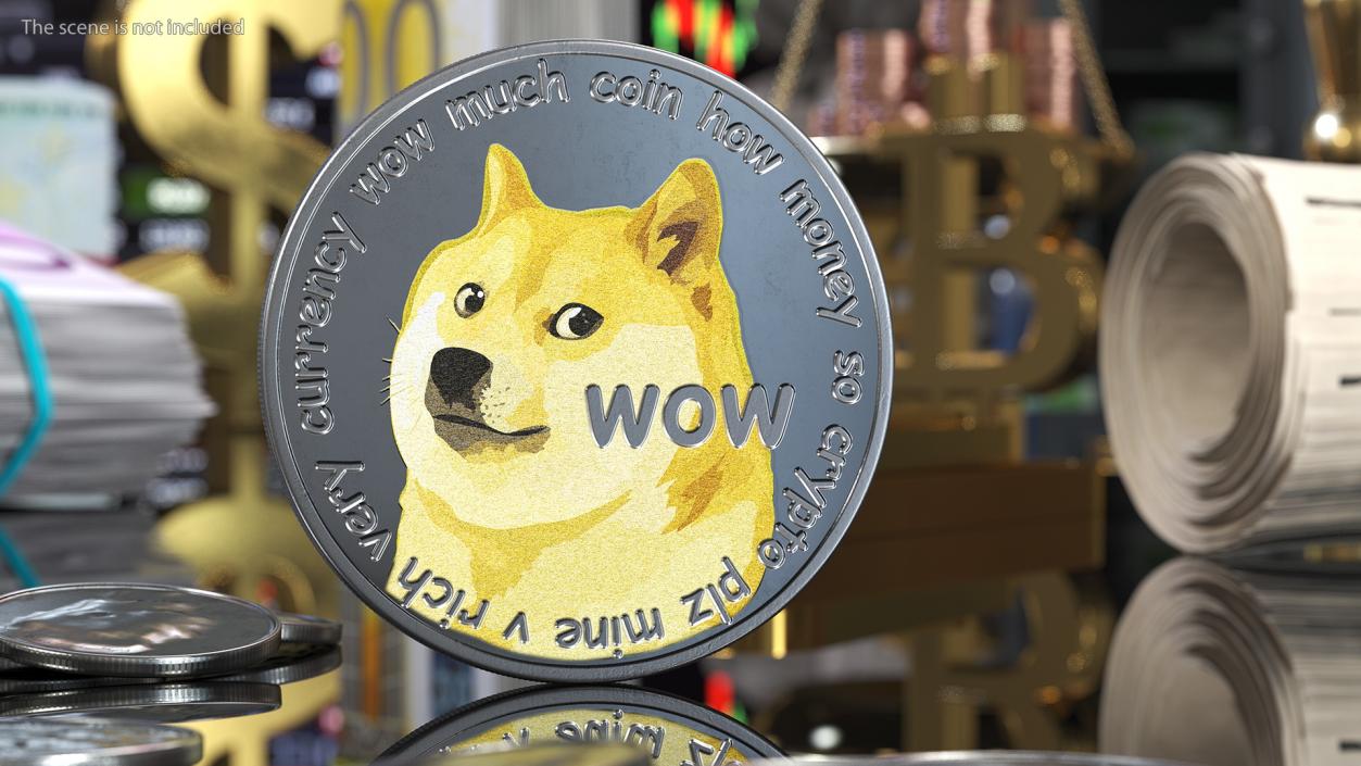 Physical Cryptocurrency Dogecoin Silver 3D model