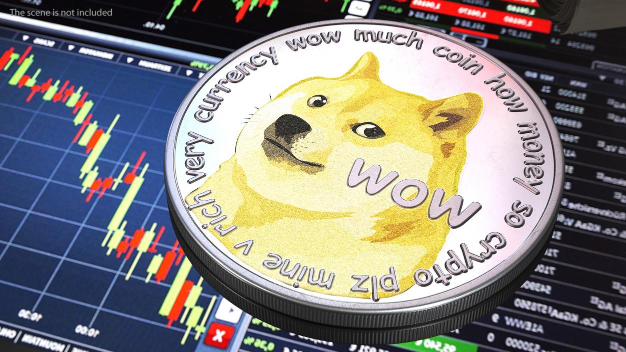 Physical Cryptocurrency Dogecoin Silver 3D model