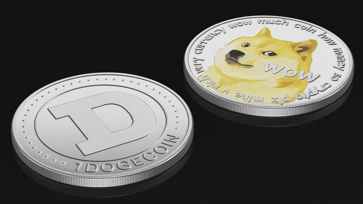 Physical Cryptocurrency Dogecoin Silver 3D model