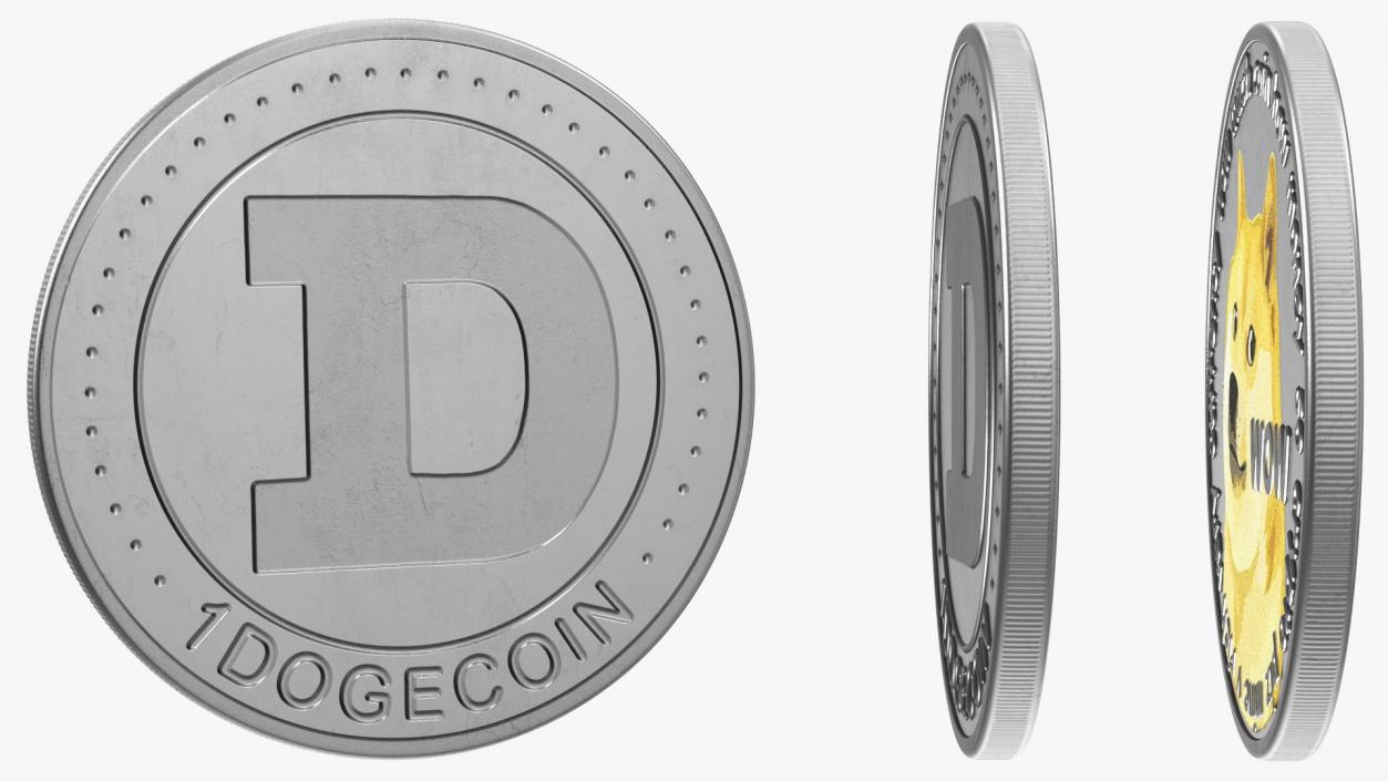 Physical Cryptocurrency Dogecoin Silver 3D model