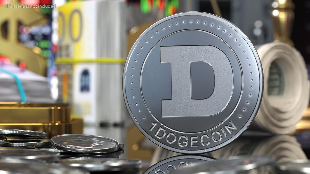 Physical Cryptocurrency Dogecoin Silver 3D model