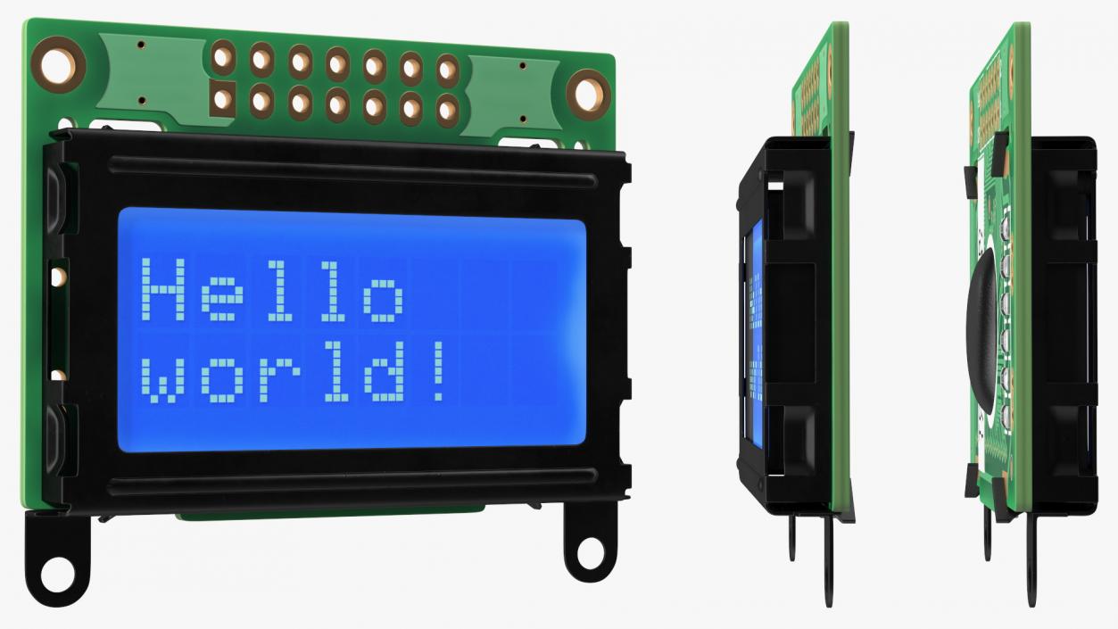 Character LCD Display Blue ON 3D model