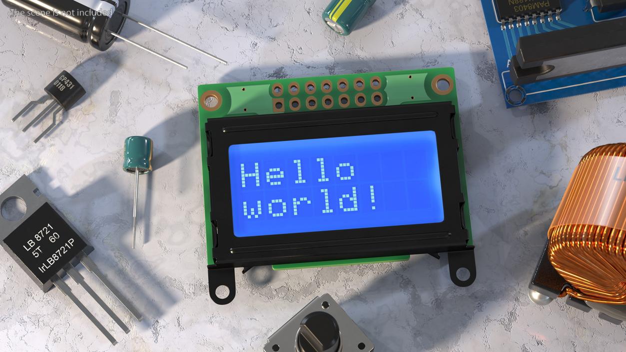 Character LCD Display Blue ON 3D model