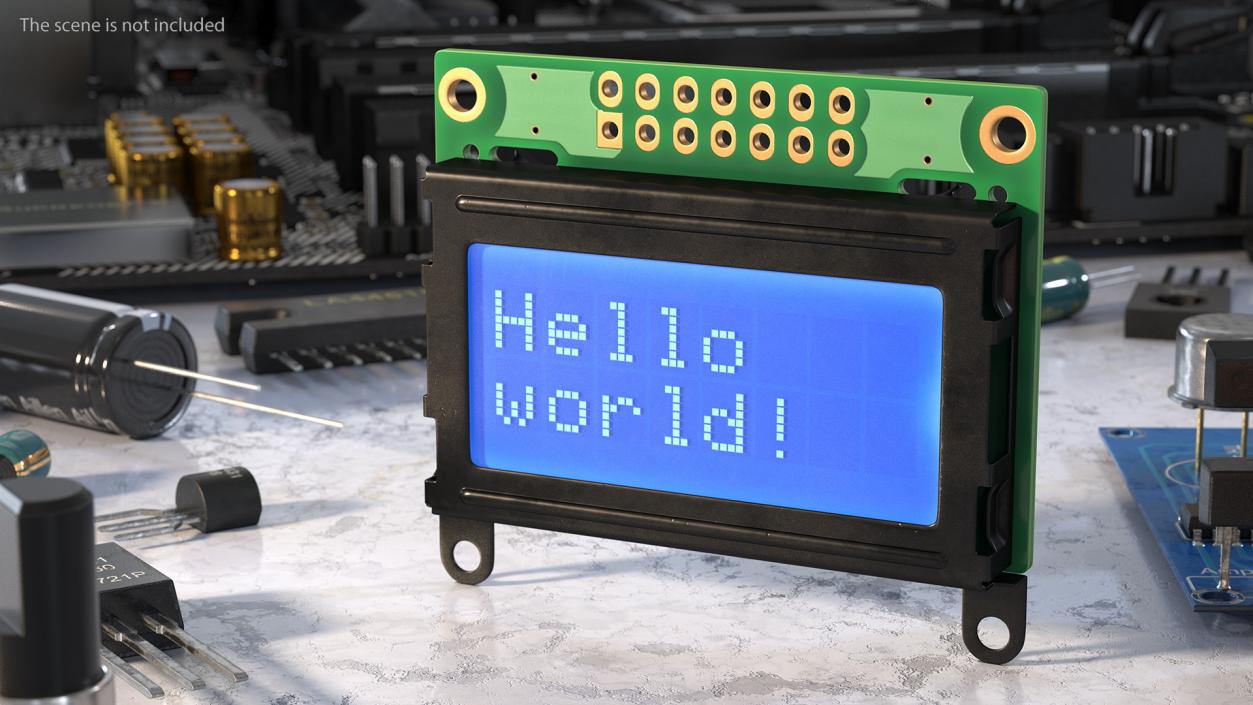 Character LCD Display Blue ON 3D model