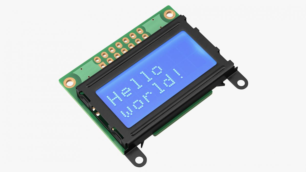 Character LCD Display Blue ON 3D model