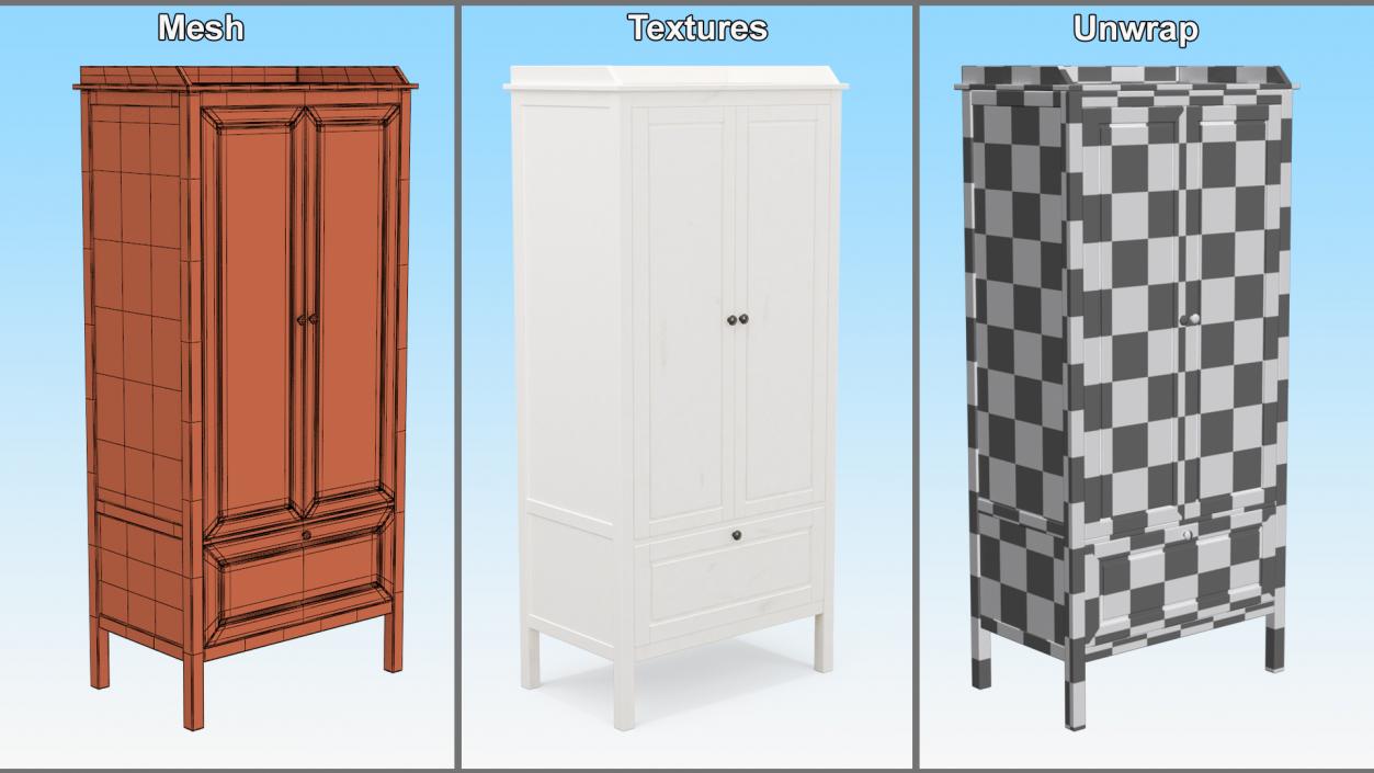 3D model Wardrobe Children for Room IKEA SUNDVIK White