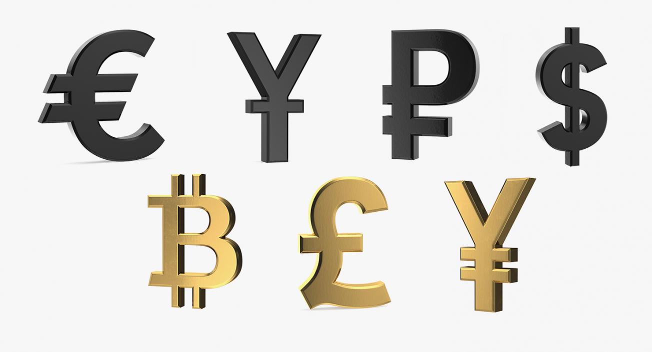 Currency Symbols Collection 3D