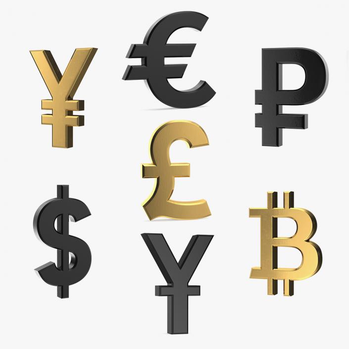 Currency Symbols Collection 3D