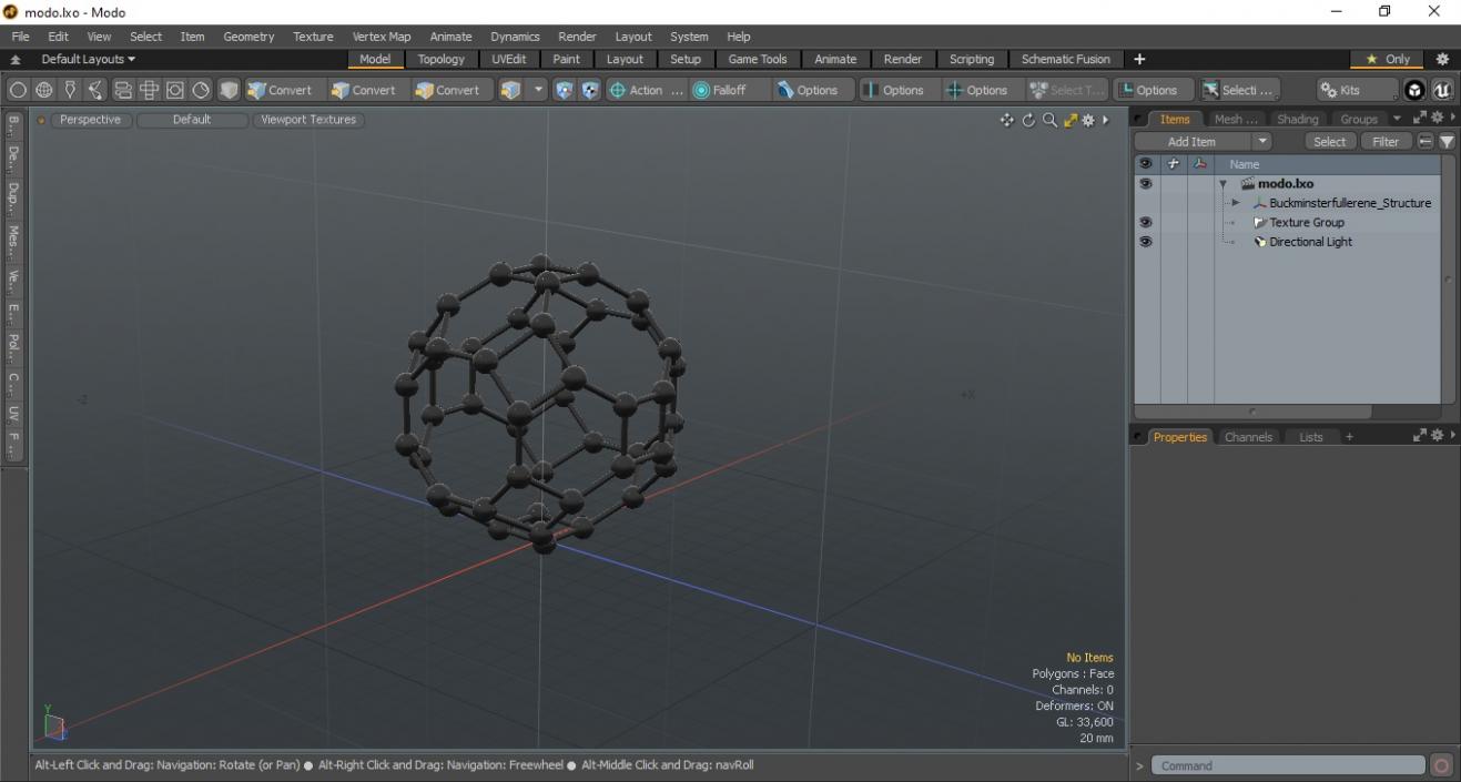 3D model Buckminsterfullerene Structure