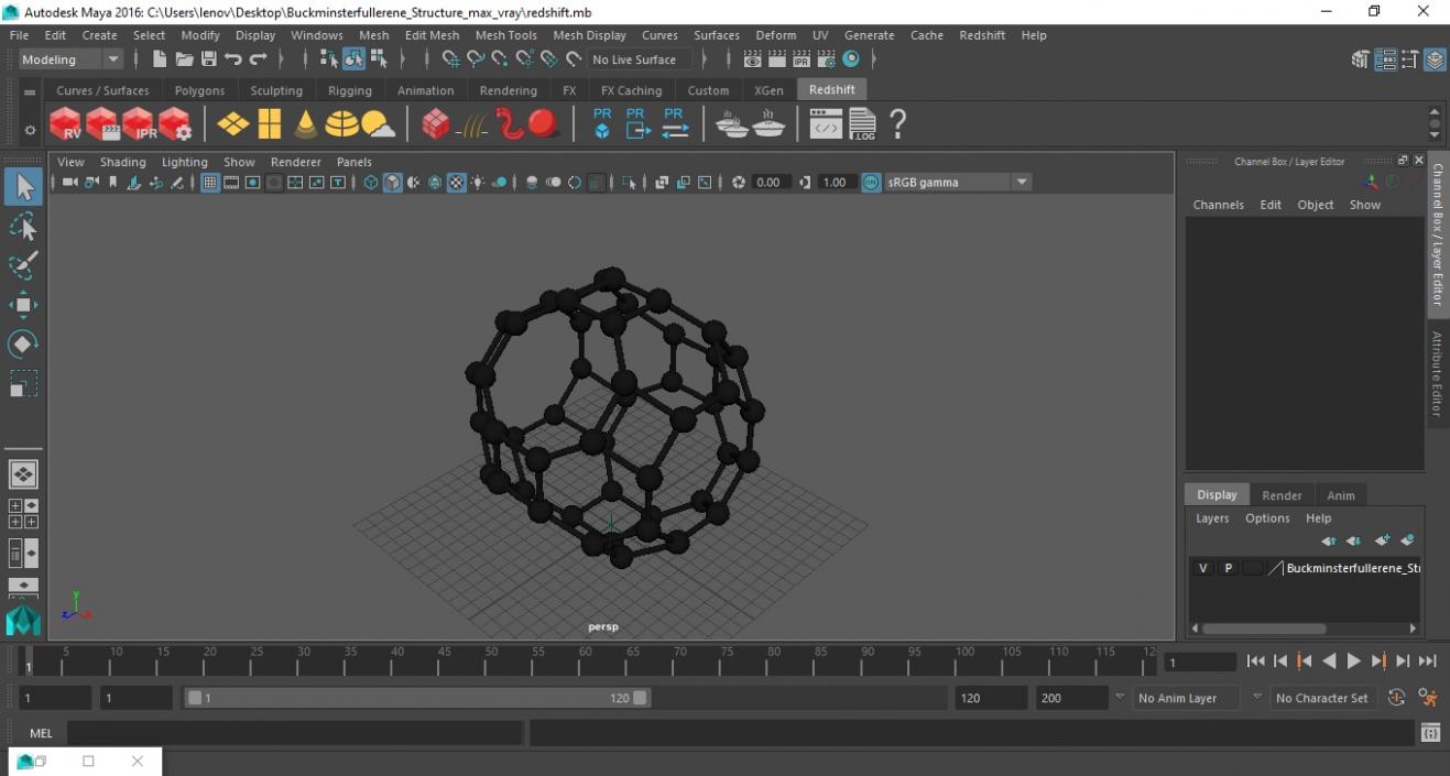 3D model Buckminsterfullerene Structure