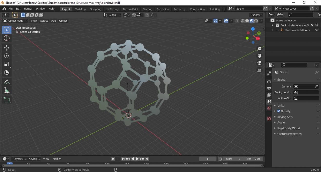 3D model Buckminsterfullerene Structure