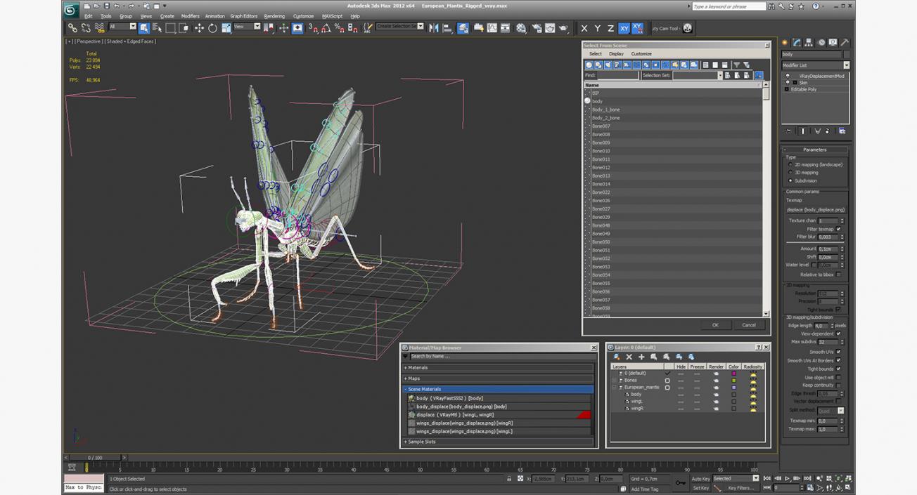 European Mantis Rigged 3D