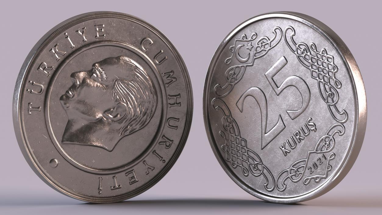 3D Turkey Coins Collection model