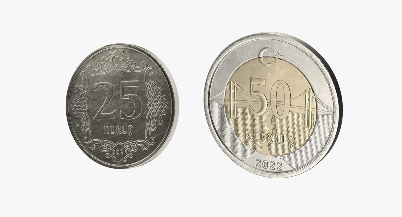 3D Turkey Coins Collection model