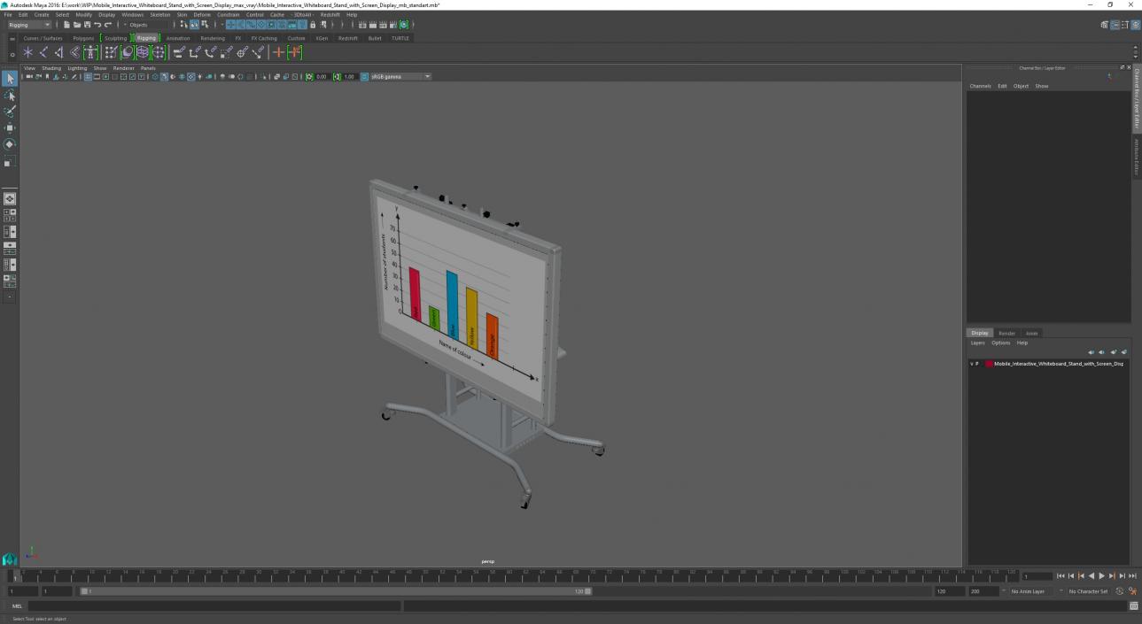 3D model Mobile Interactive Whiteboard Stand with Screen Display