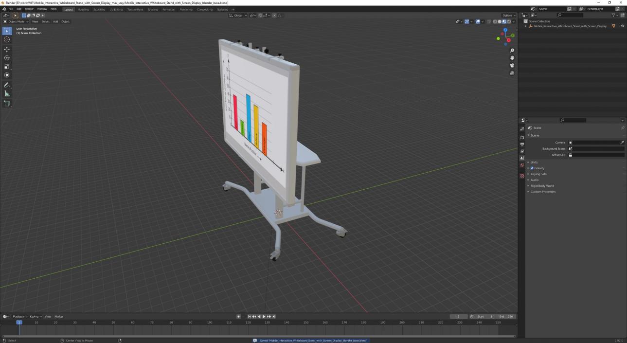 3D model Mobile Interactive Whiteboard Stand with Screen Display