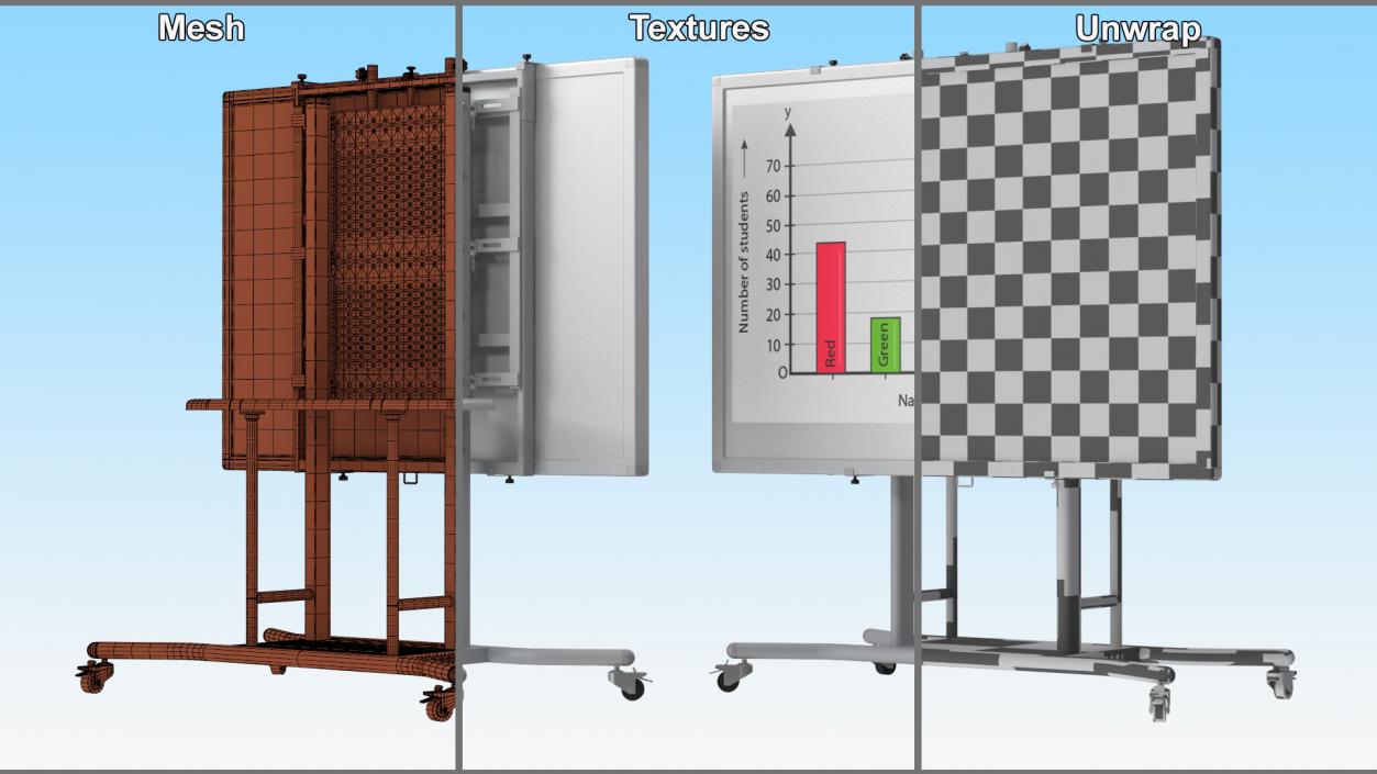 3D model Mobile Interactive Whiteboard Stand with Screen Display