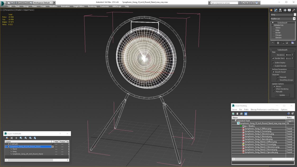 Symphonic Gong 28 inch Round Stand 3D model