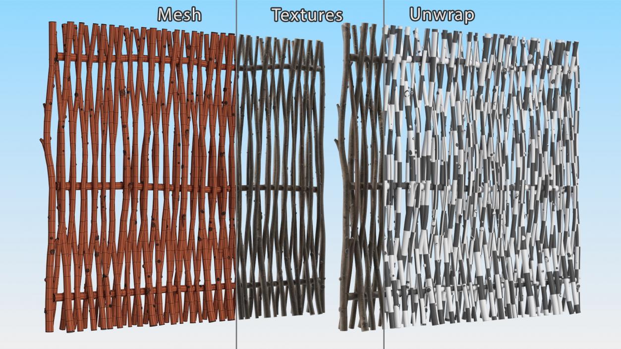 Small Wattle Fence Panel 3D model