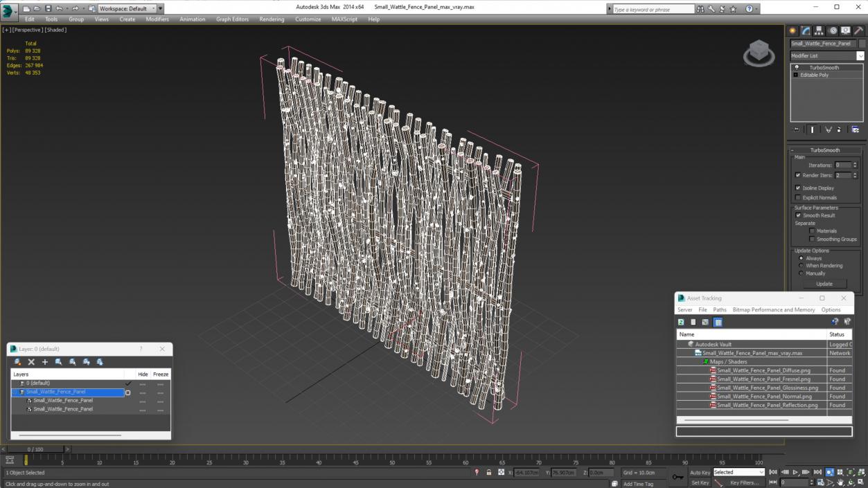 Small Wattle Fence Panel 3D model