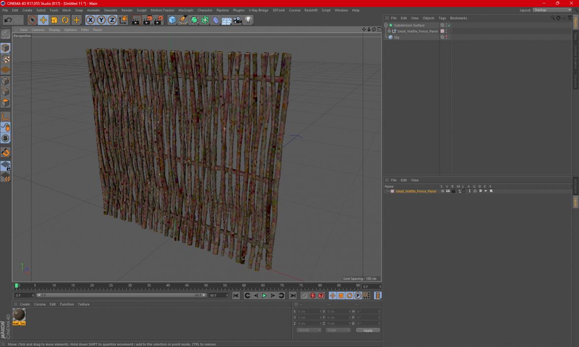 Small Wattle Fence Panel 3D model