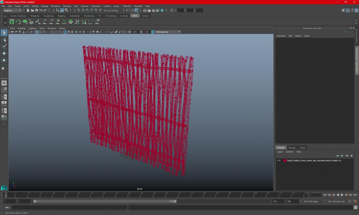 Small Wattle Fence Panel 3D model