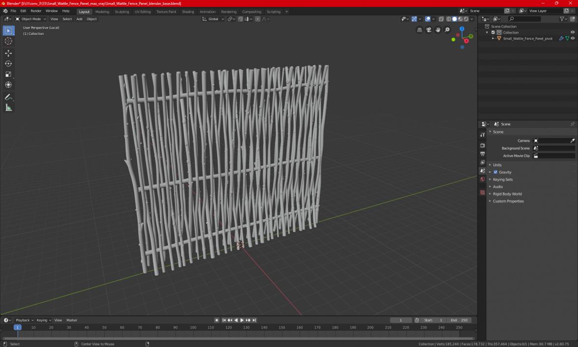 Small Wattle Fence Panel 3D model