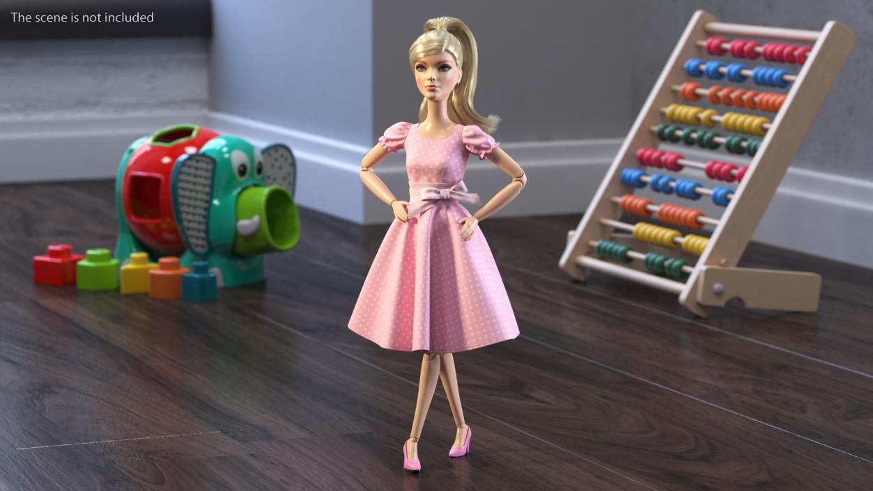 3D model Barbie Doll in Pink Dress