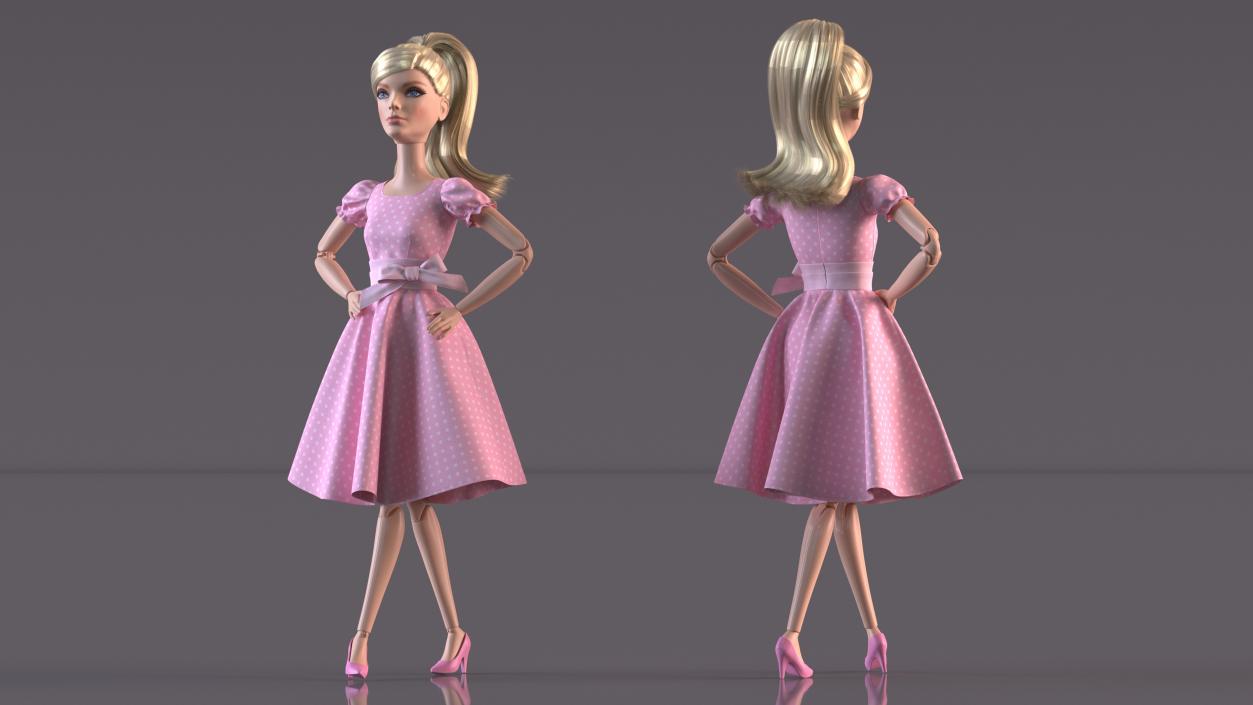 3D model Barbie Doll in Pink Dress