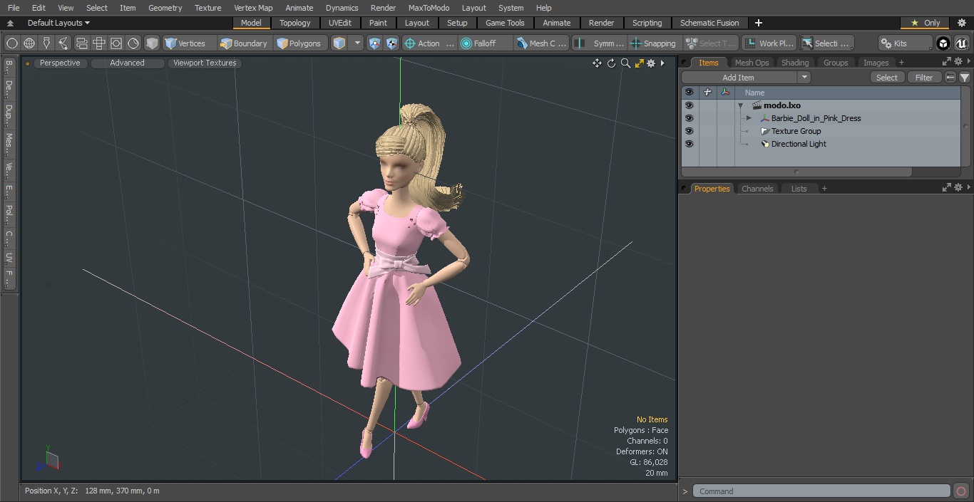 3D model Barbie Doll in Pink Dress