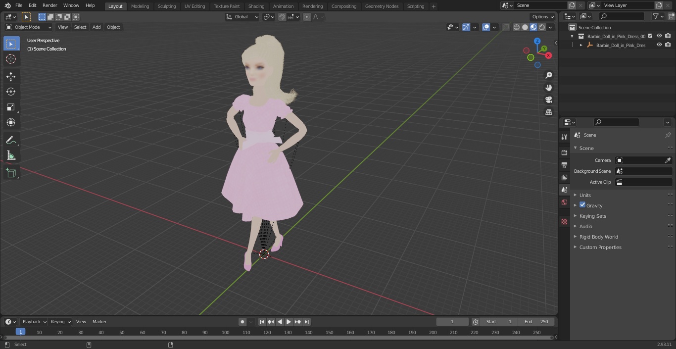 3D model Barbie Doll in Pink Dress