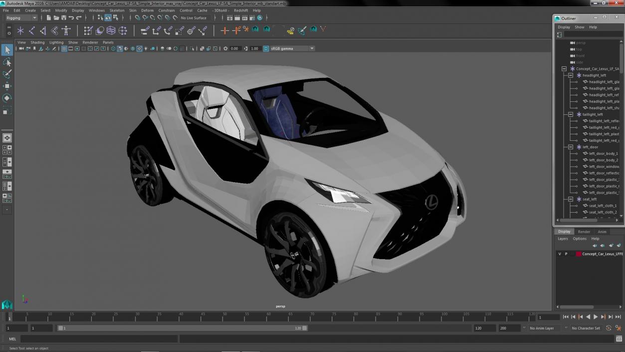 Concept Car Lexus LF-SA Simple Interior 3D model