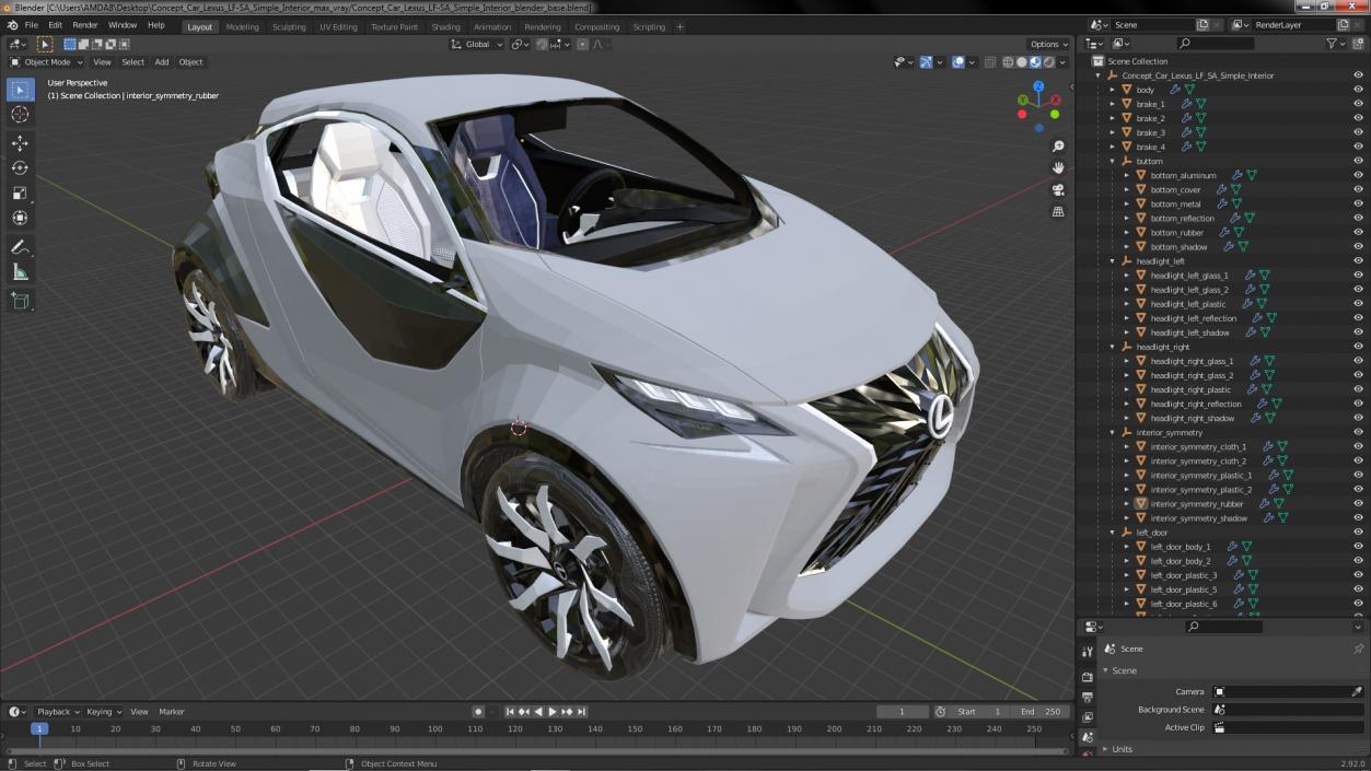 Concept Car Lexus LF-SA Simple Interior 3D model