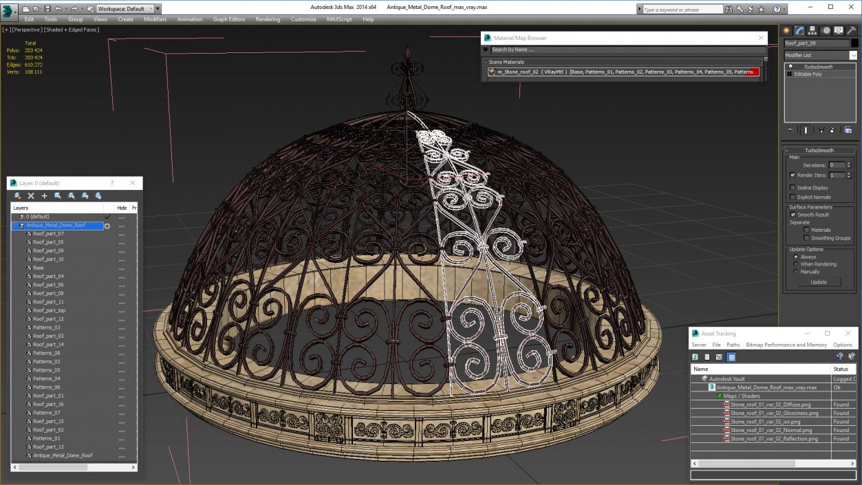 3D Antique Metal Dome Roof model