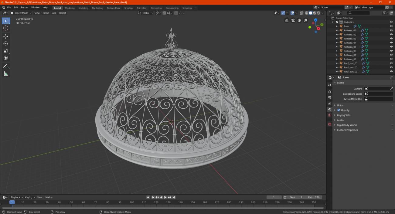 3D Antique Metal Dome Roof model