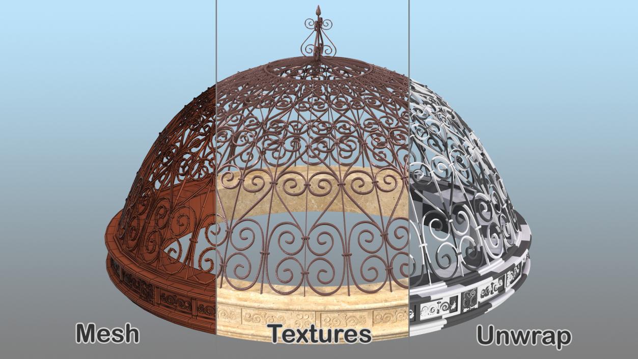 3D Antique Metal Dome Roof model