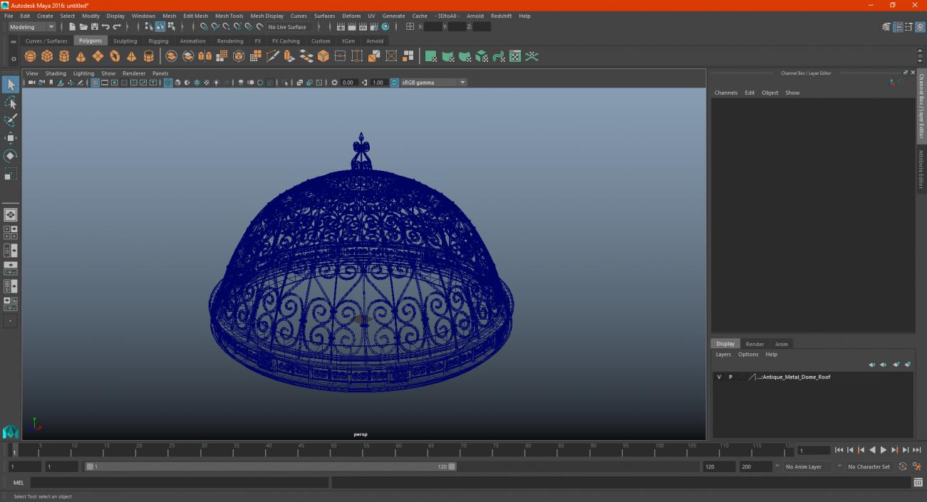 3D Antique Metal Dome Roof model