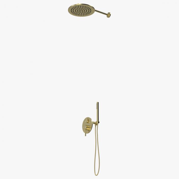 Wall Mount Hand Held Shower Gold 3D